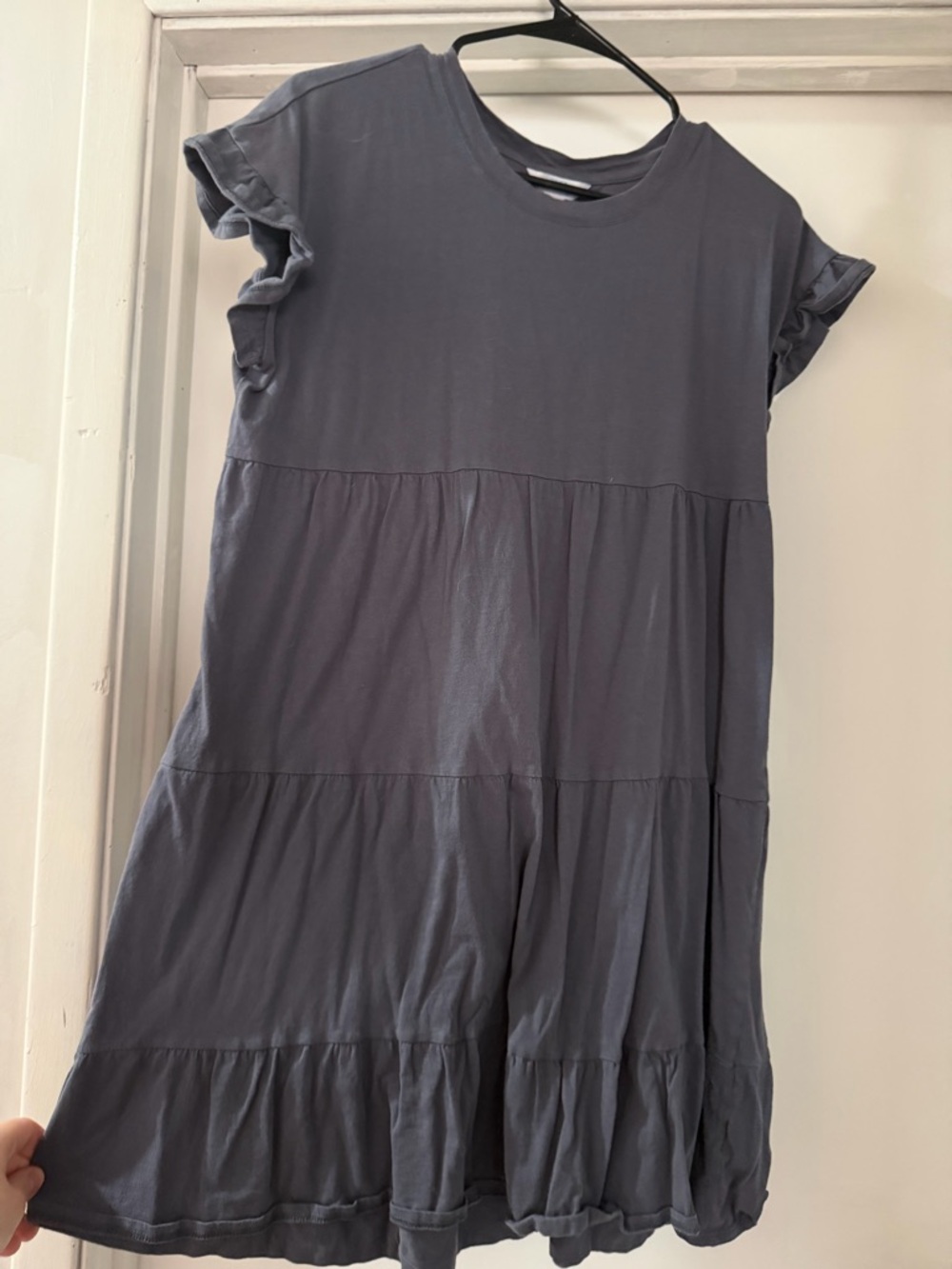 Tiered Ruffle Sleeve Dress in Slate Gray